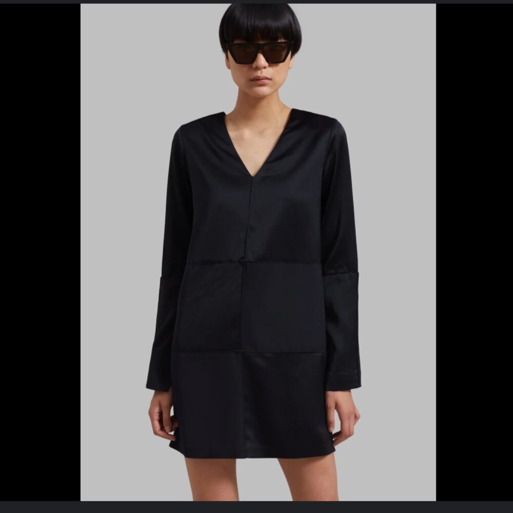 Róhe Satin Patchwork Dress - Black/Noir  - Size 34 NWT